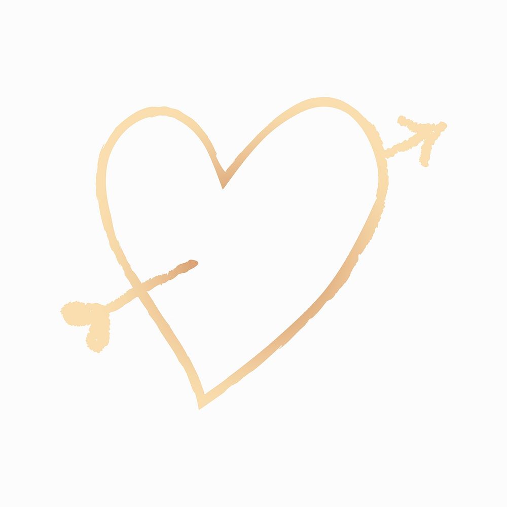 Arrow heart element vector in doodle style