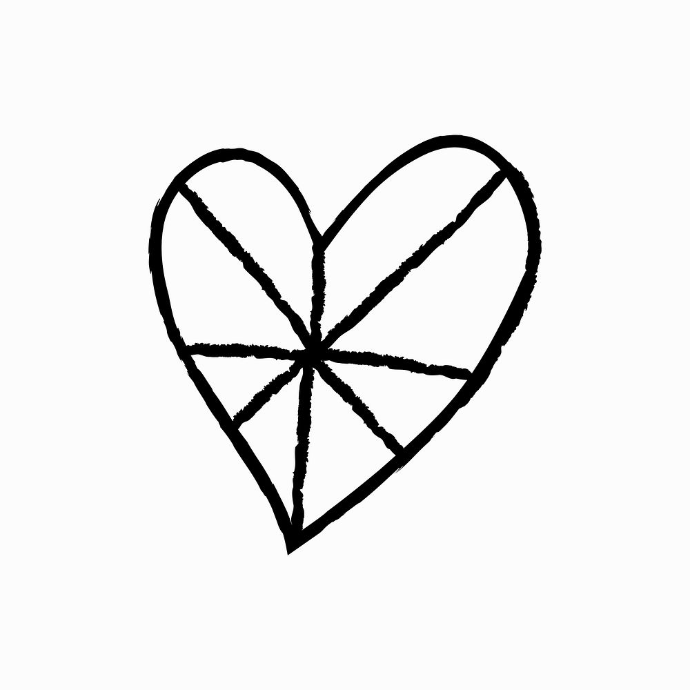 Heart icon graphic, vector illustration in doodle style