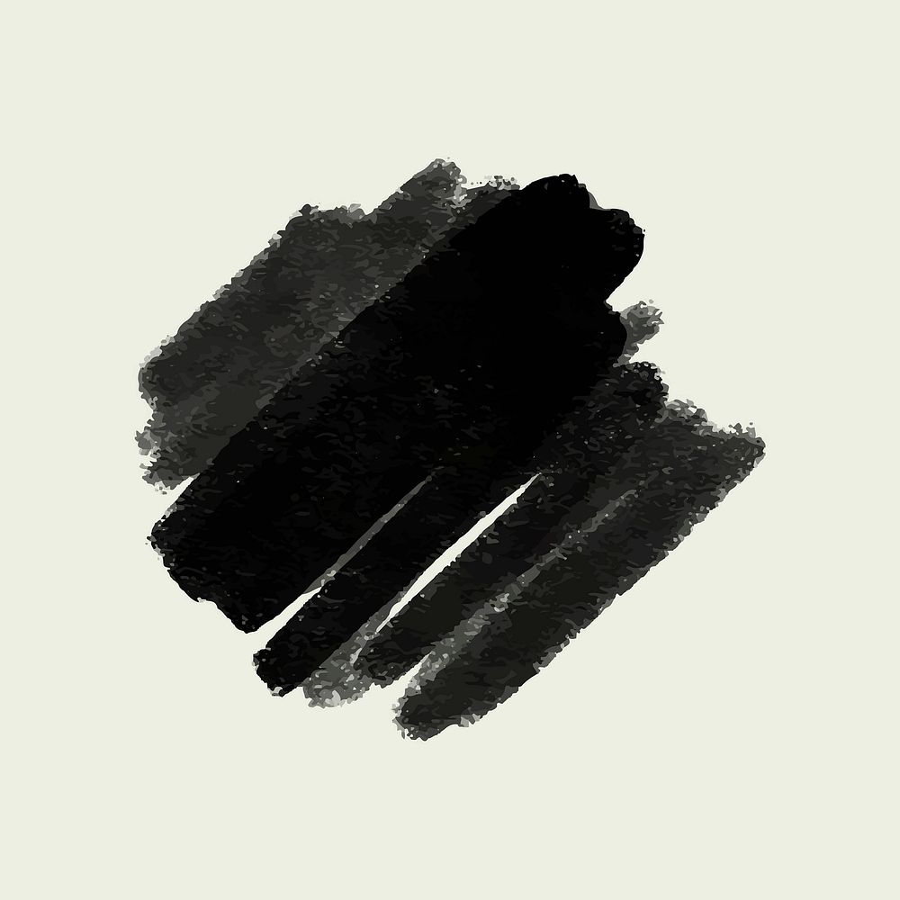 Black ink brush stroke in greige background