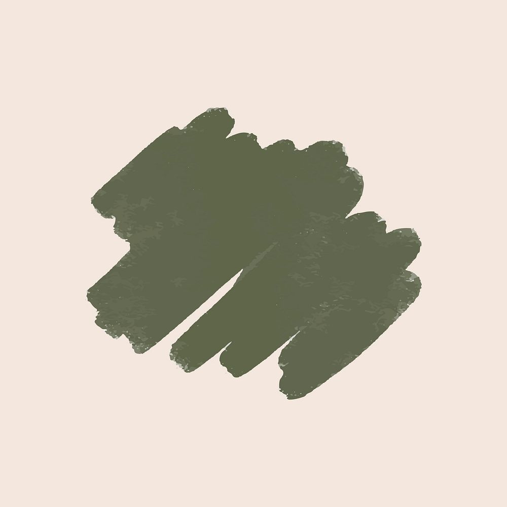 Cute green ink brush stroke in beige background