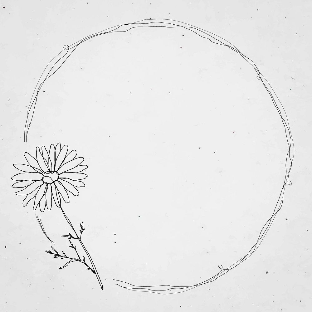 Flower frame, round border design on grey background