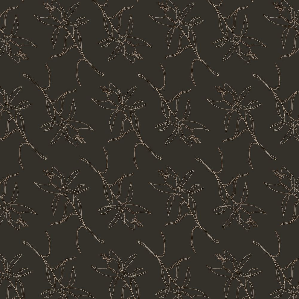 Seamless flower pattern background on black background
