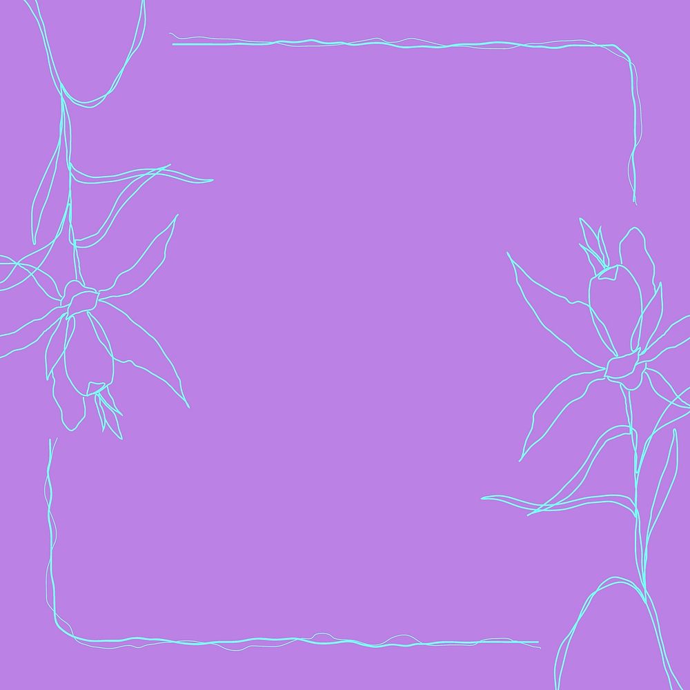 Flower frame, border design on purple background