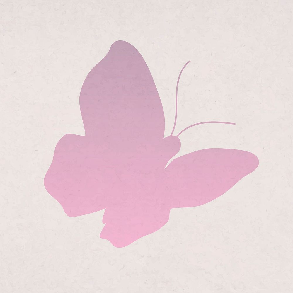 Beautiful butterfly sticker, pink gradient flat vector design