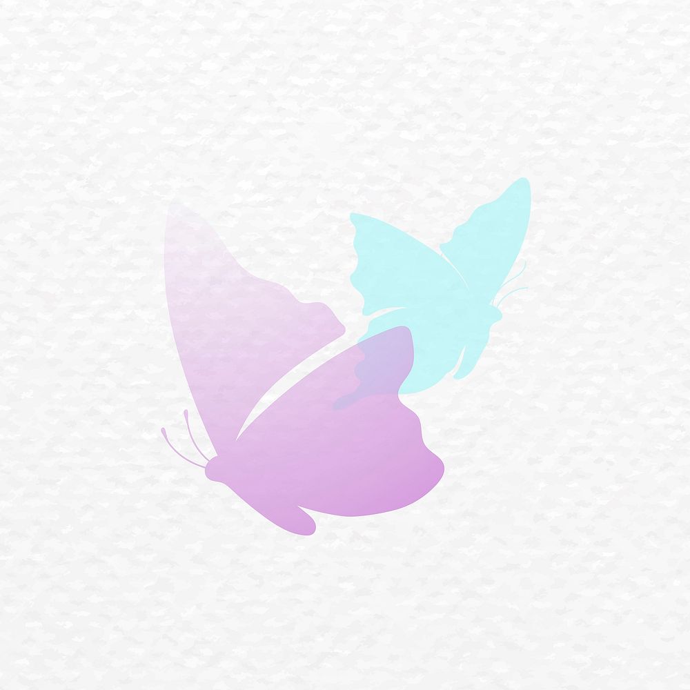 Flying butterfly clipart, purple gradient flat animal illustration