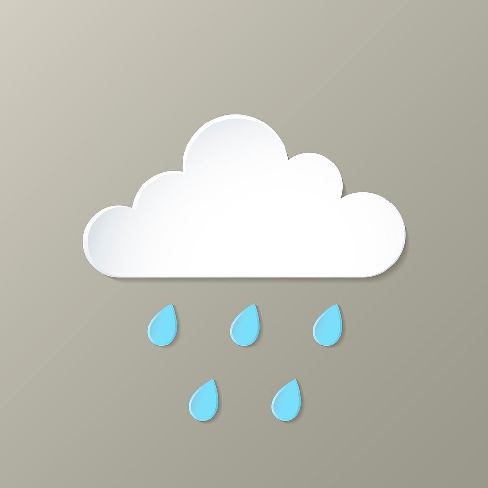 3D rain element, cute weather clipart vector on grey background