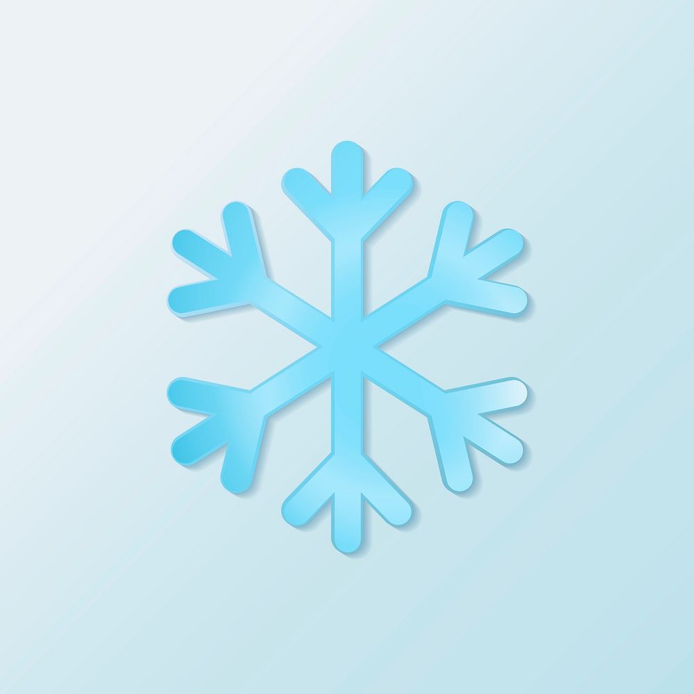 3D snowflake element, cute weather clipart vector on blue background