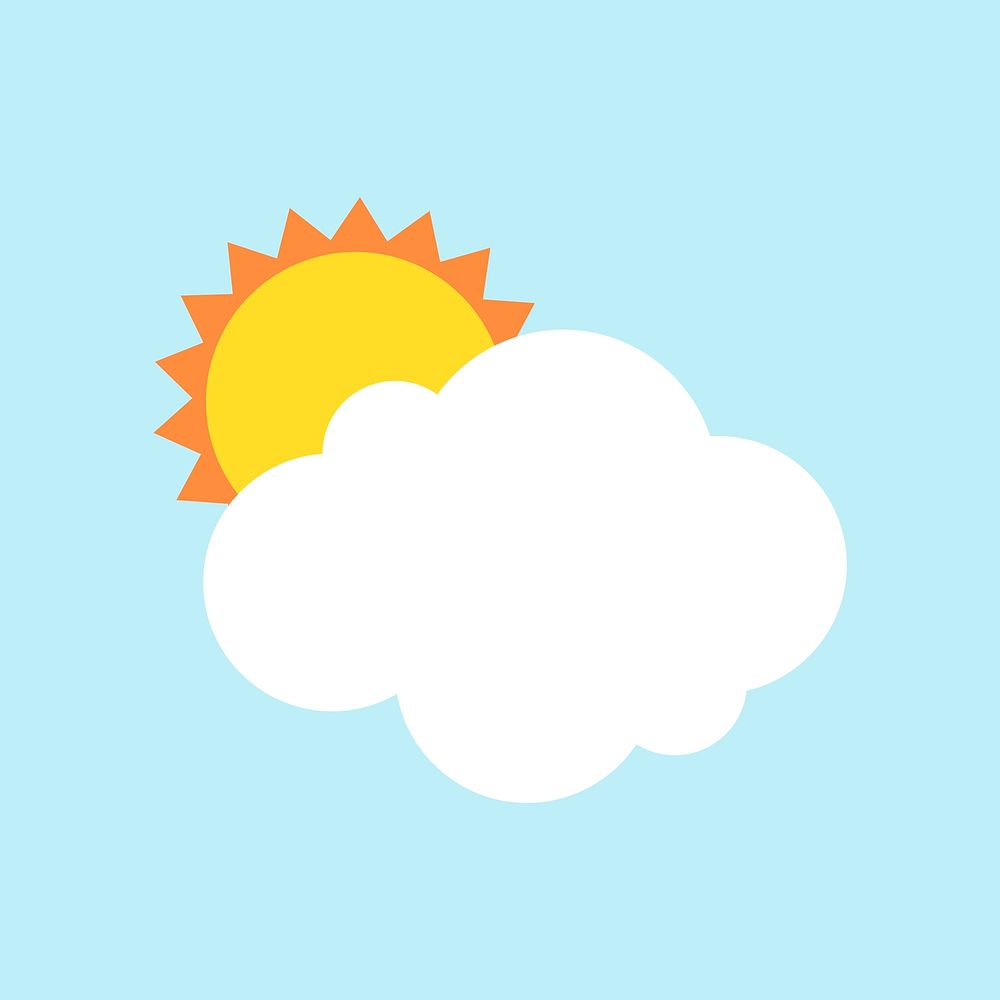 Paper craft sun element, cute weather clipart vector on light blue background