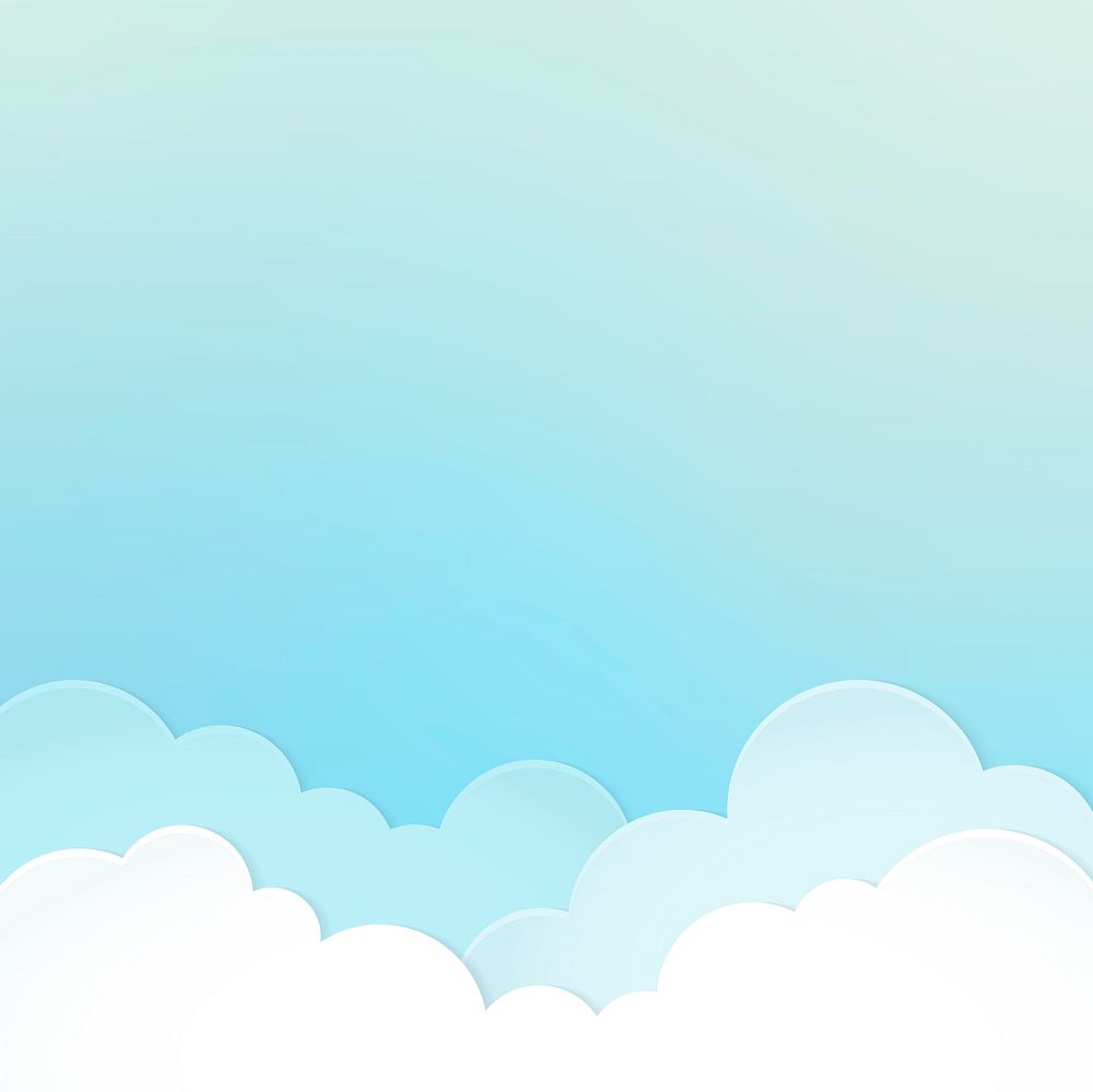 Cloud illustration, 3d blue background vector