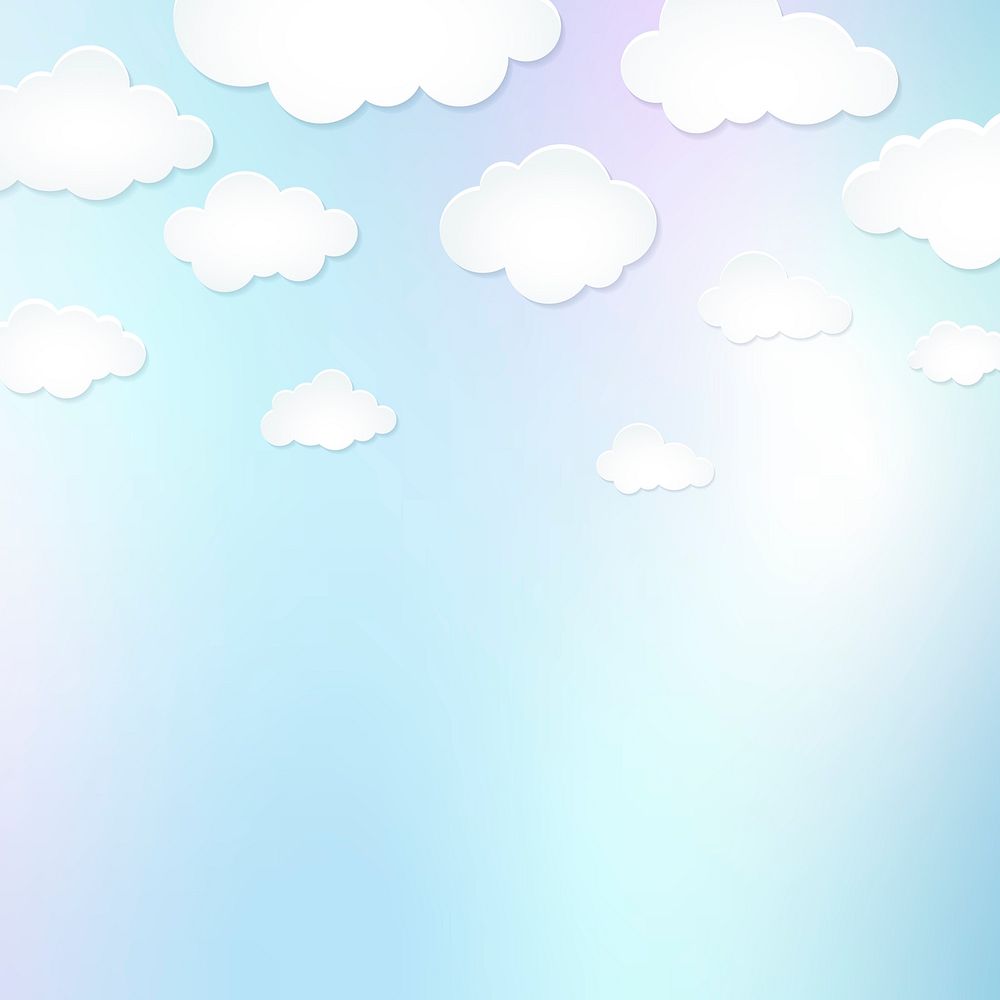 Cloud background, 3d gradient blue design