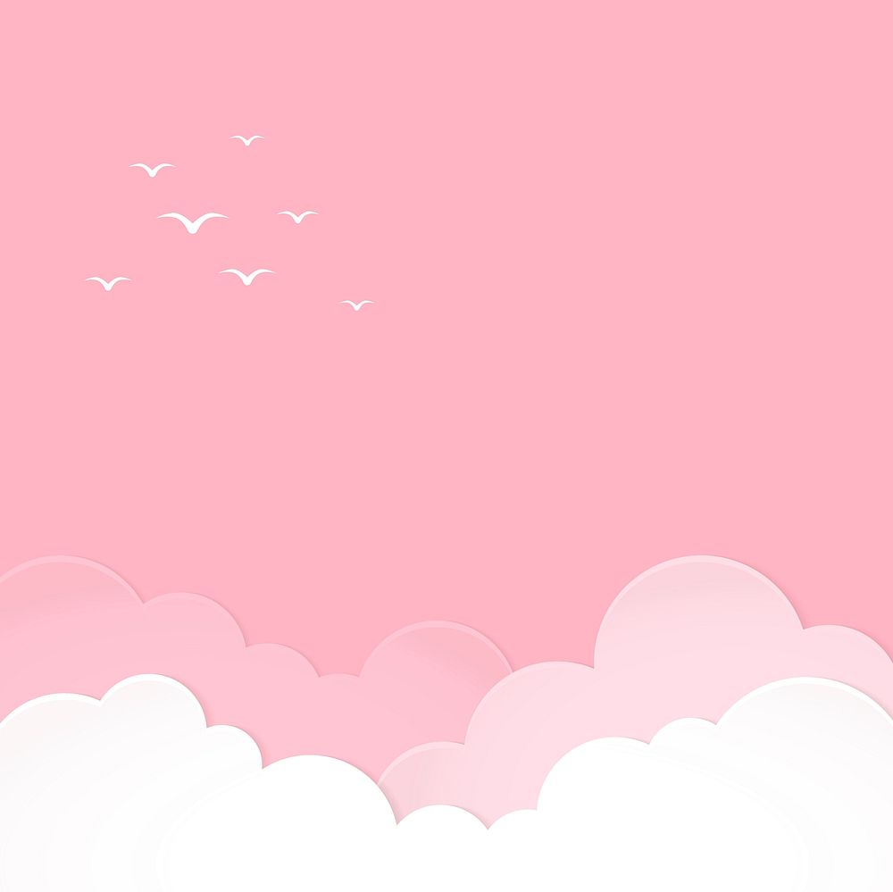 Pink sky illustration, paper cut weather sticker vector
