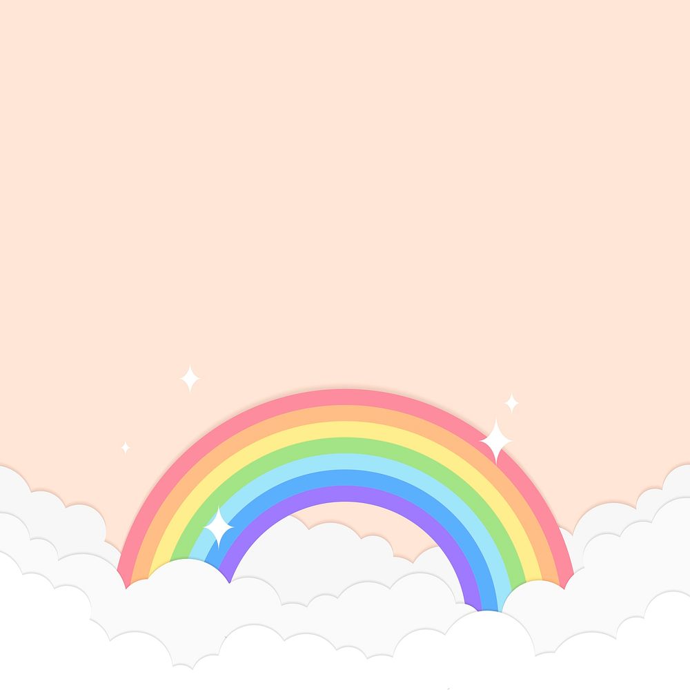 Rainbow illustration, peach background vector