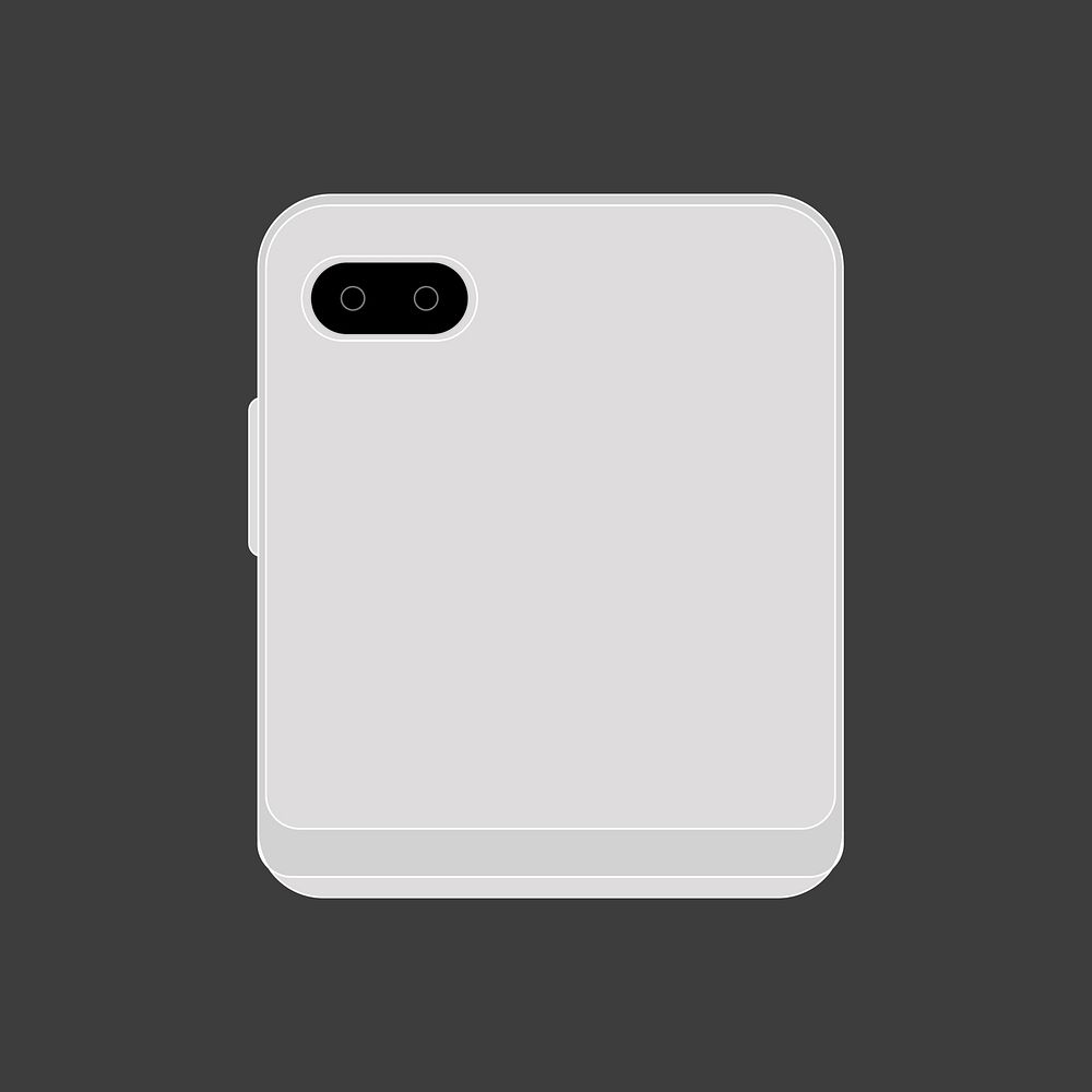 Gray foldable phone, rear camera, flip phone illustration