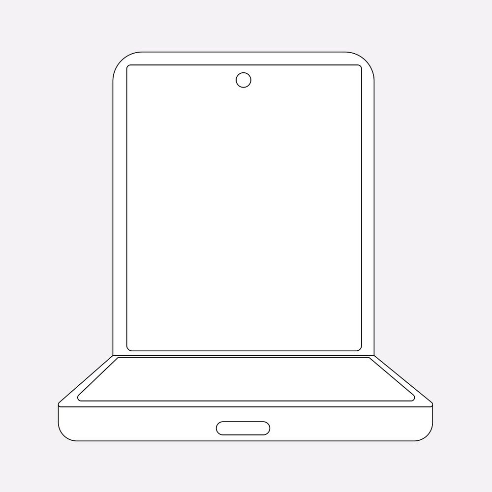 SAMSUNG Galaxy Z Flip outline blank screen, flip phone illustration