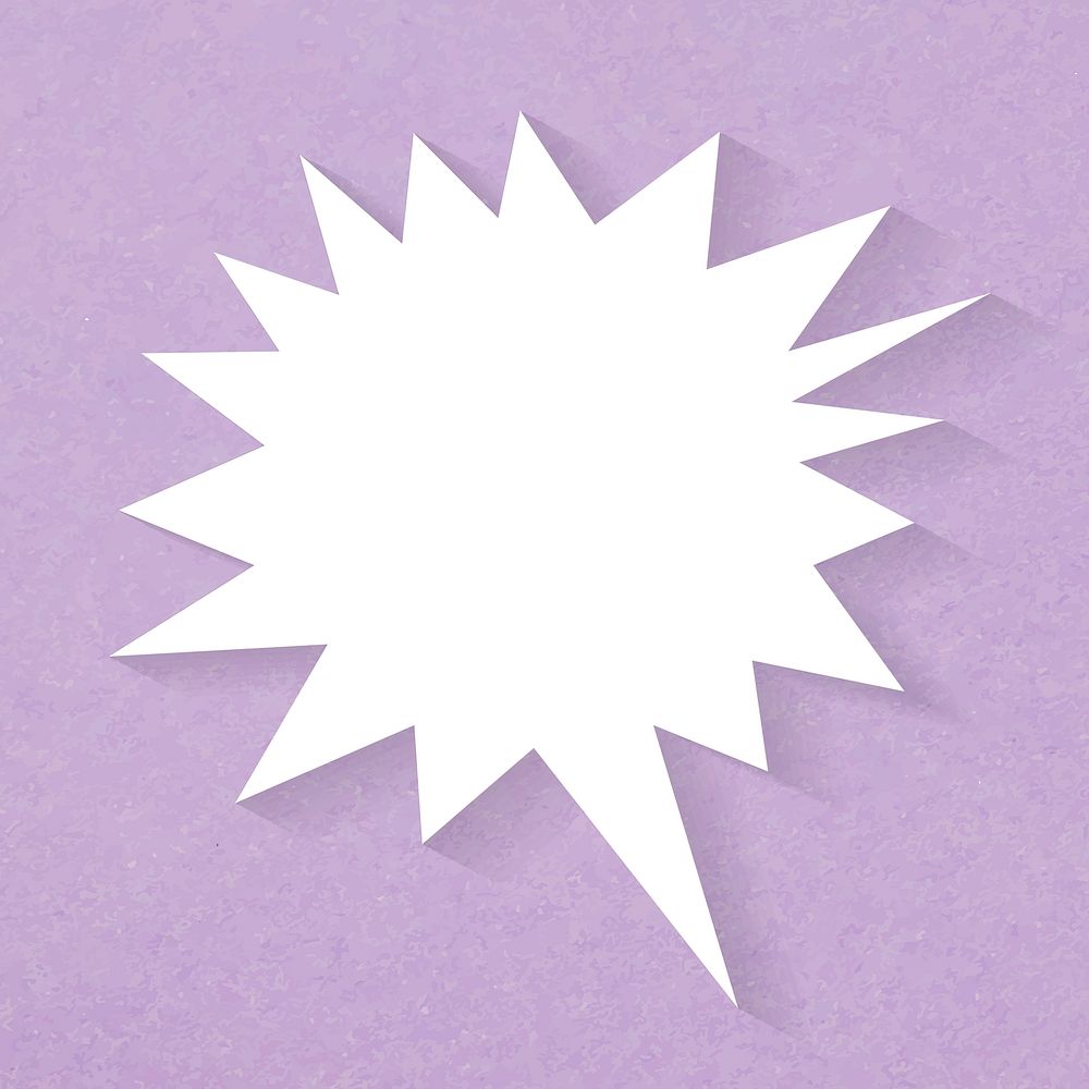 Blank explosion speech bubble icon, white flat design
