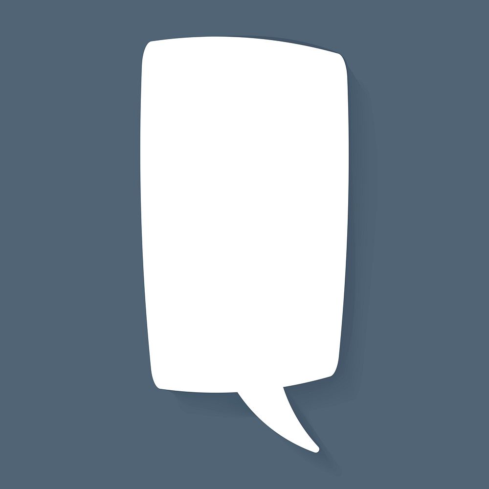 Blank announcement speech bubble icon, white flat design