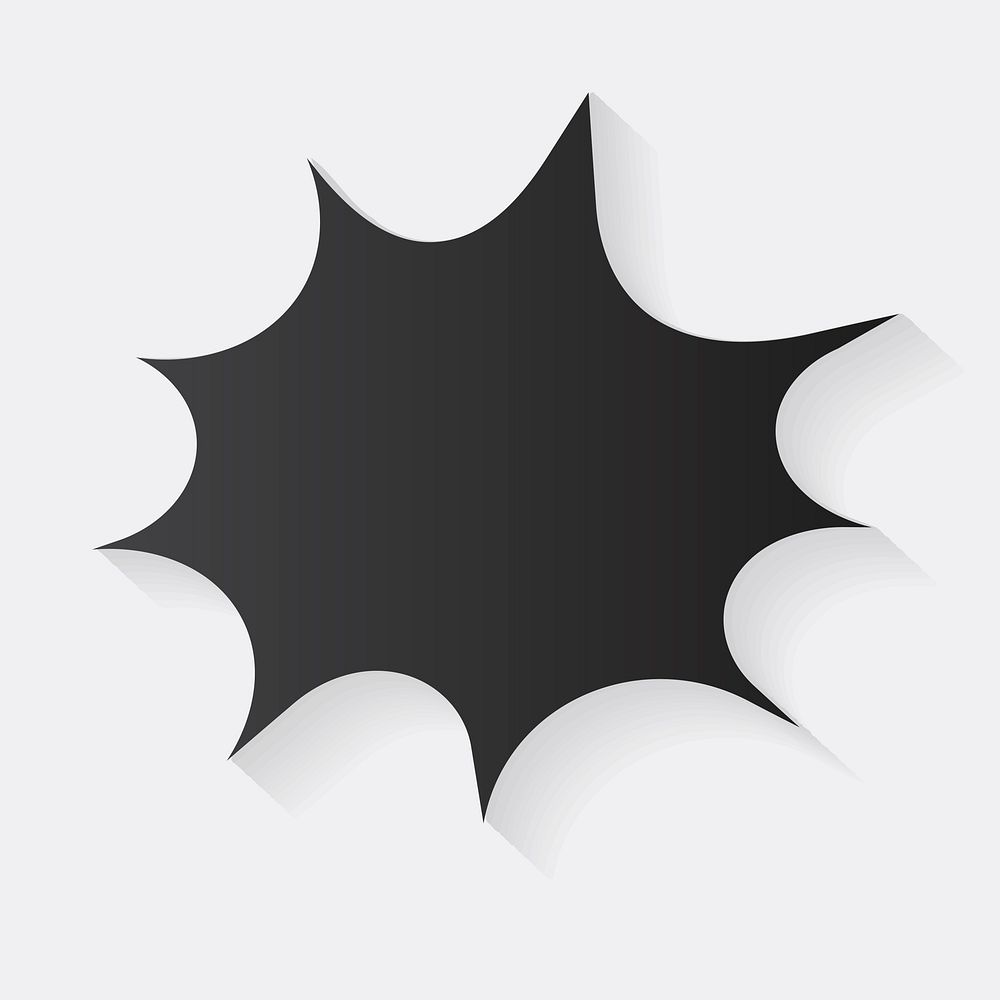 Explosion speech bubble vector icon, black flat design