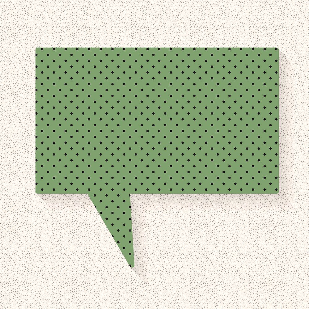 Green announcement speech bubble design, dotted paper pattern style