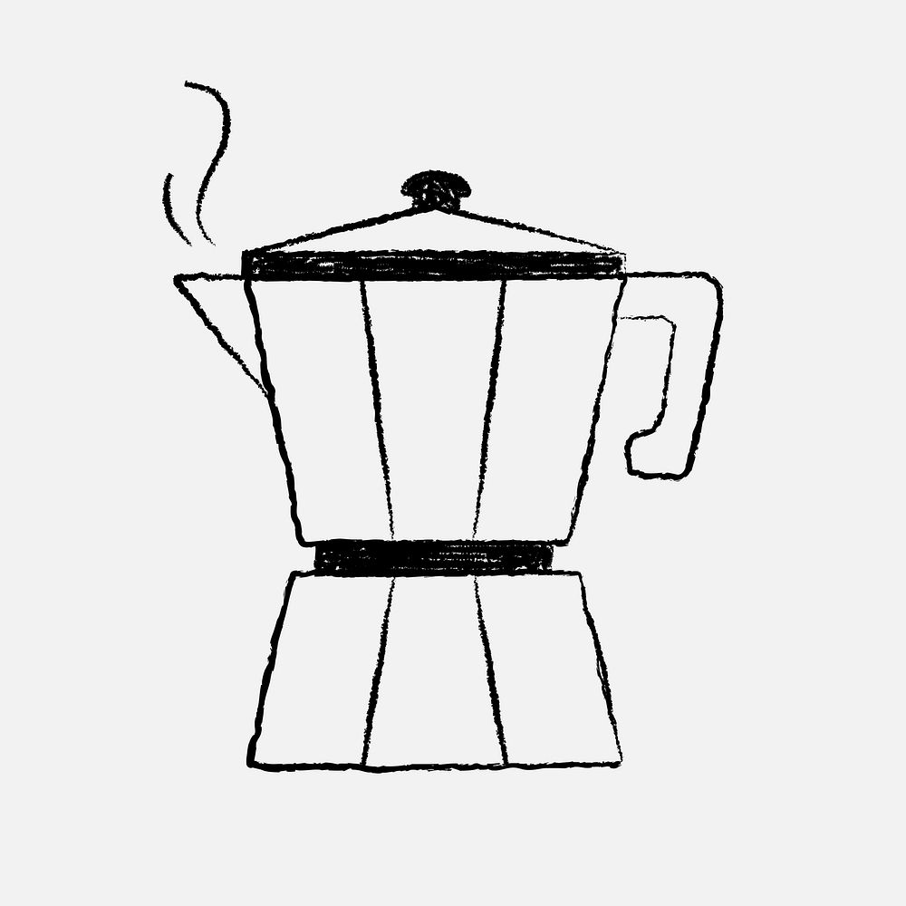Moka pot coffee illustration, cafe & bakery doodle design vector