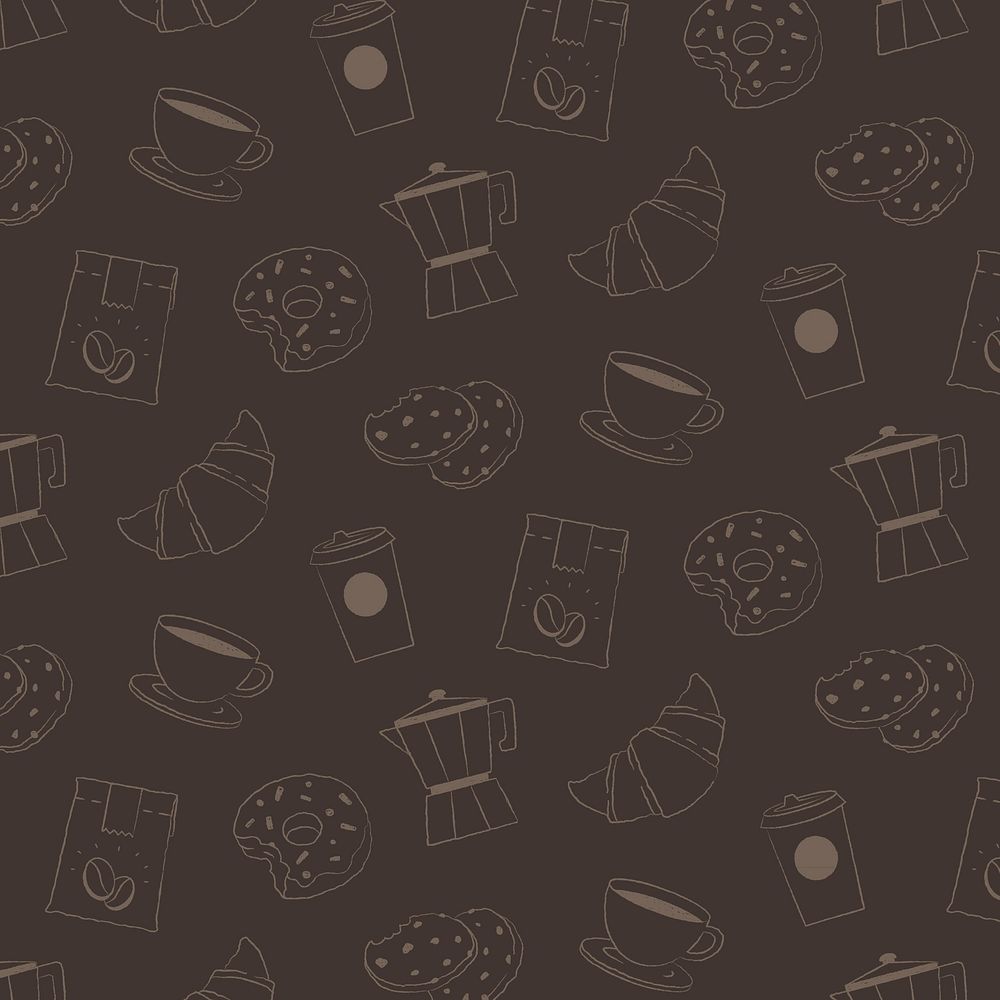 Cafe pattern background, coffee and cake illustration 