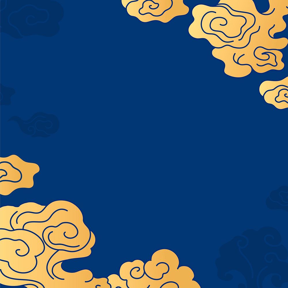 Oriental border background, Chinese cloud color illustration psd