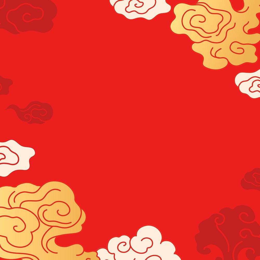 Chinese border background, oriental cloud red illustration