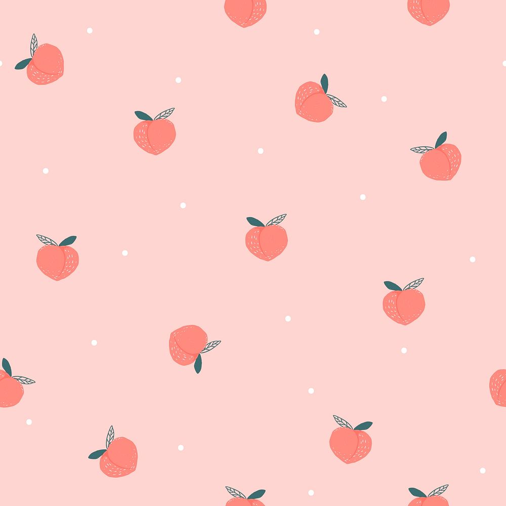 Peach seamless pattern background vector, cute fruit graphic on pink