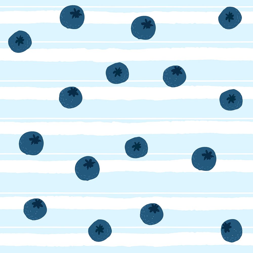 Blueberry seamless pattern background vector, cute fruit graphic on blue