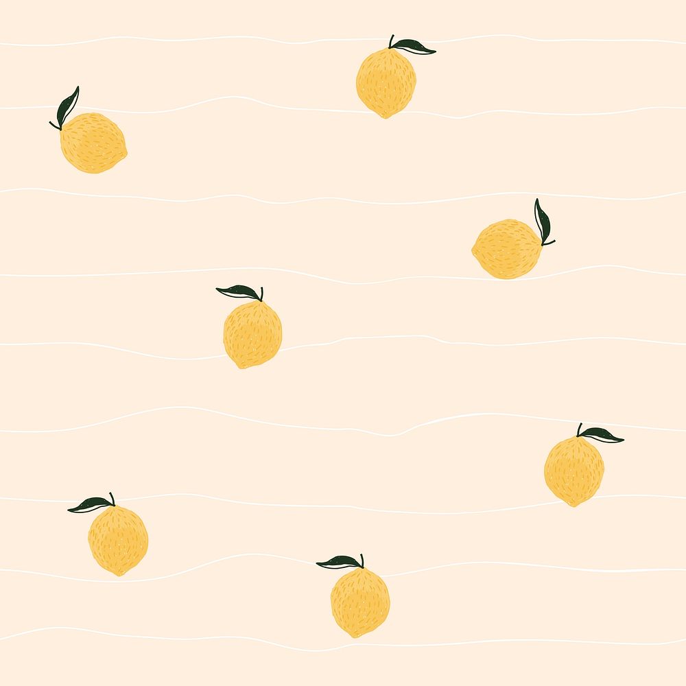 Lemon seamless pattern background vector, cute fruit graphic