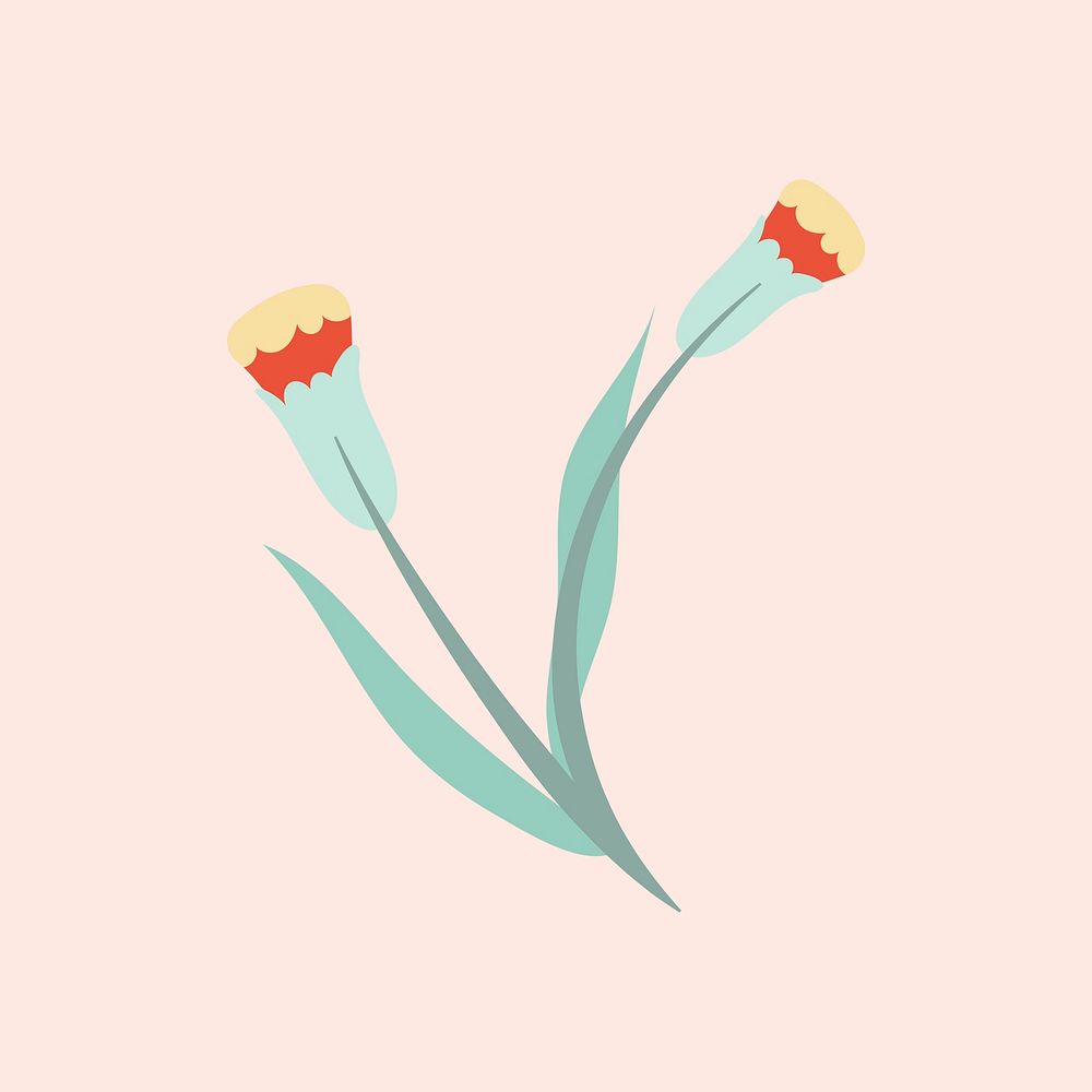 Pastel flower, flat design spring clipart vector illustration