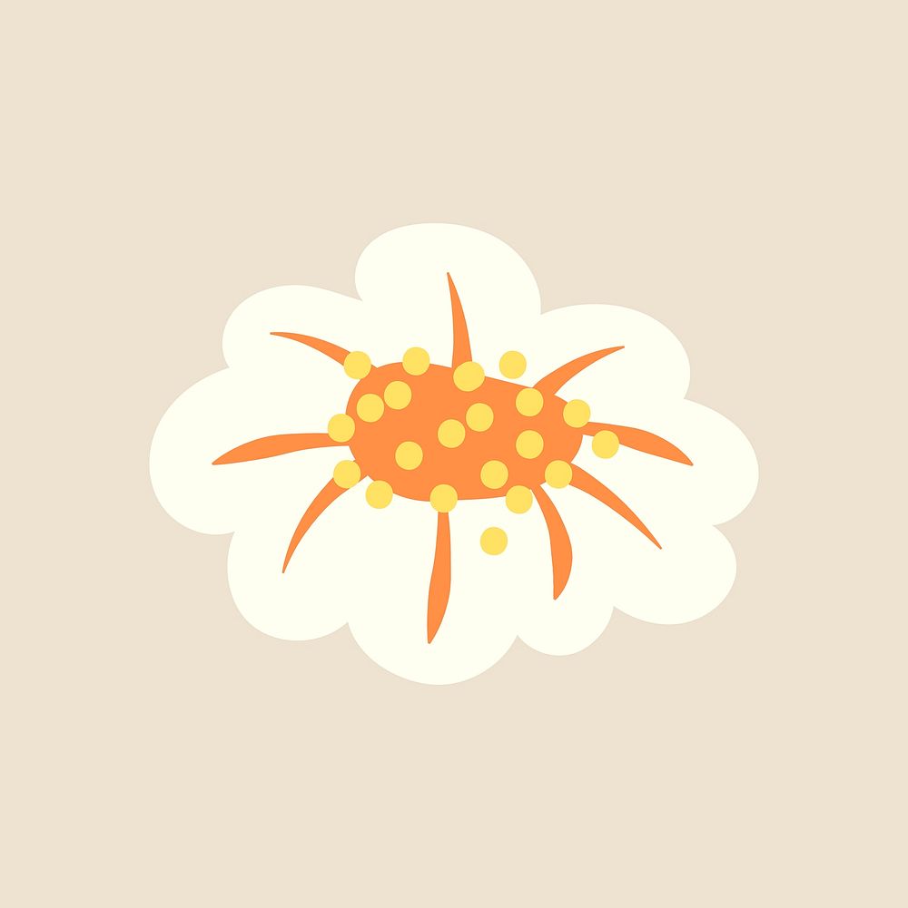 White flower, cute spring illustration