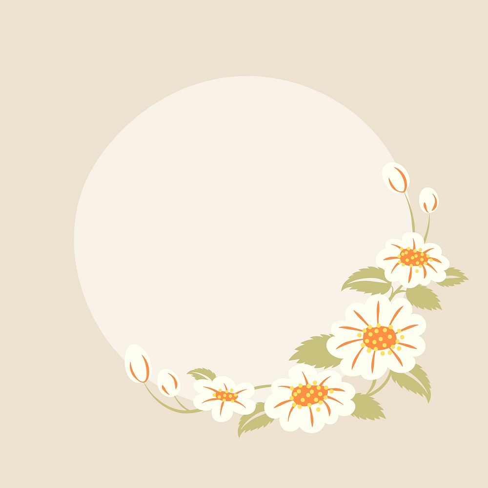 Flower frame, pastel flat design spring illustration