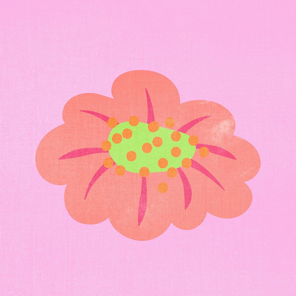 Pink flower, flat design spring illustration