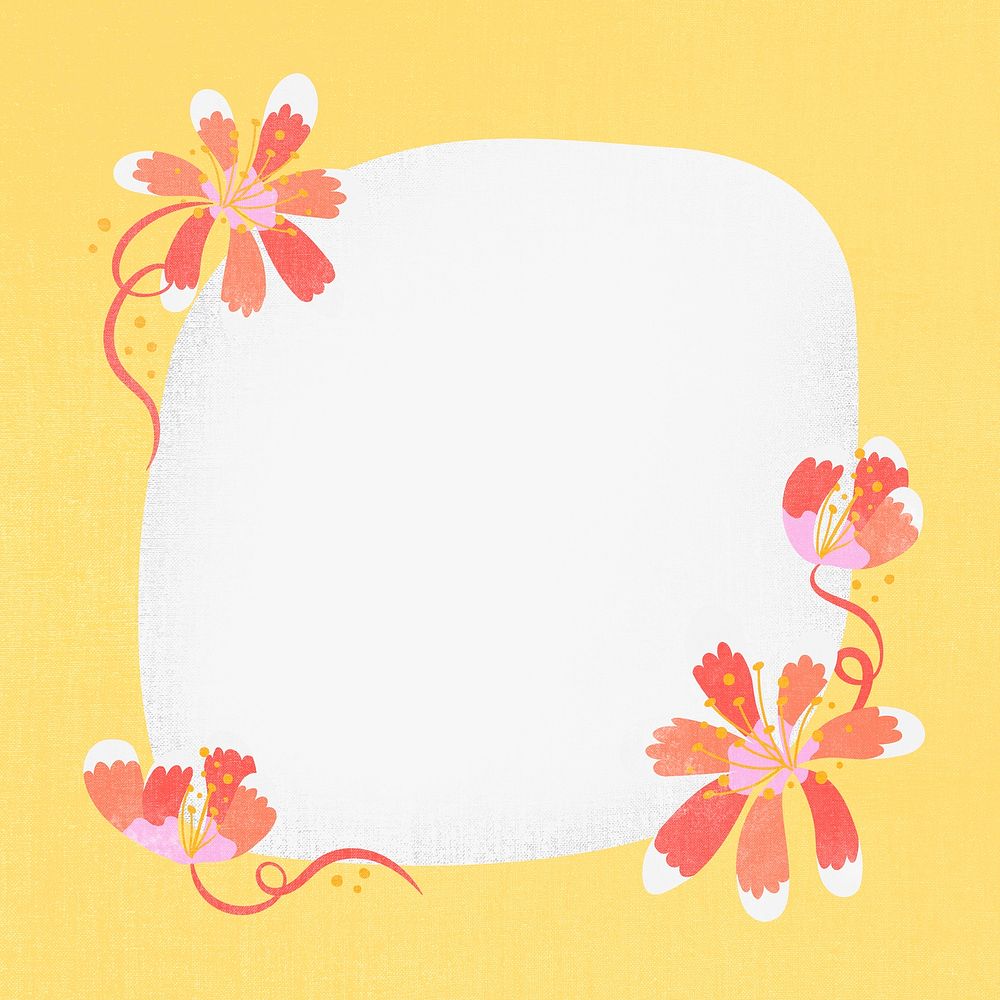 Flower frame, yellow flat design spring illustration