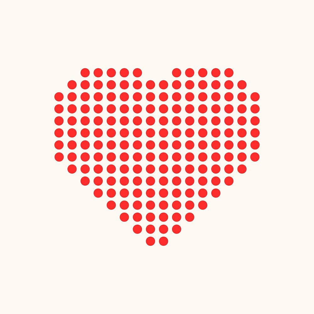 Polka dot heart, red simple icon