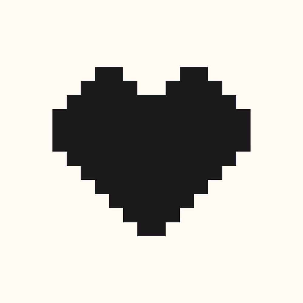 Pixelated heart, black love design icon