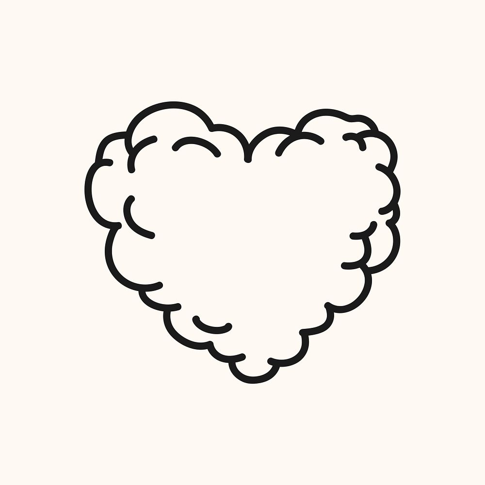 Heart icon, black doodle element graphic vector