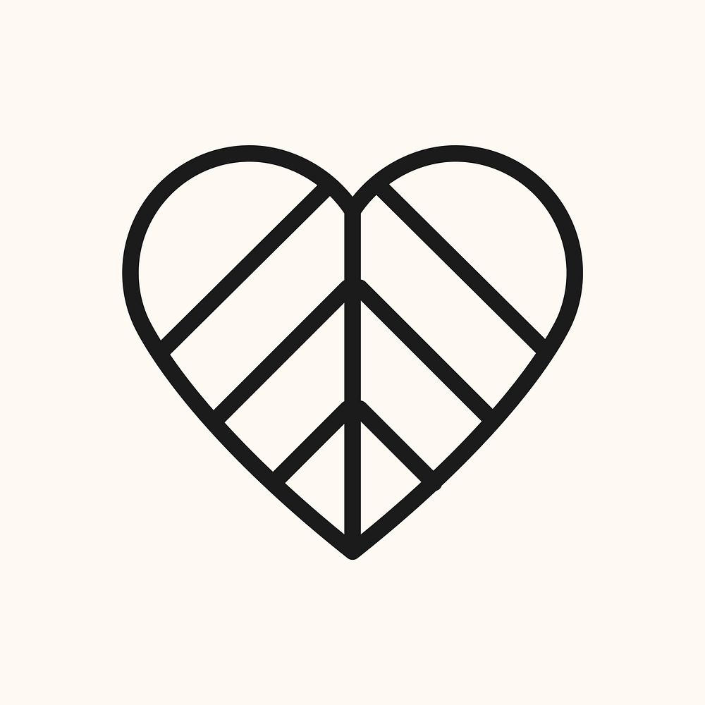 Heart icon, black striped element graphic vector