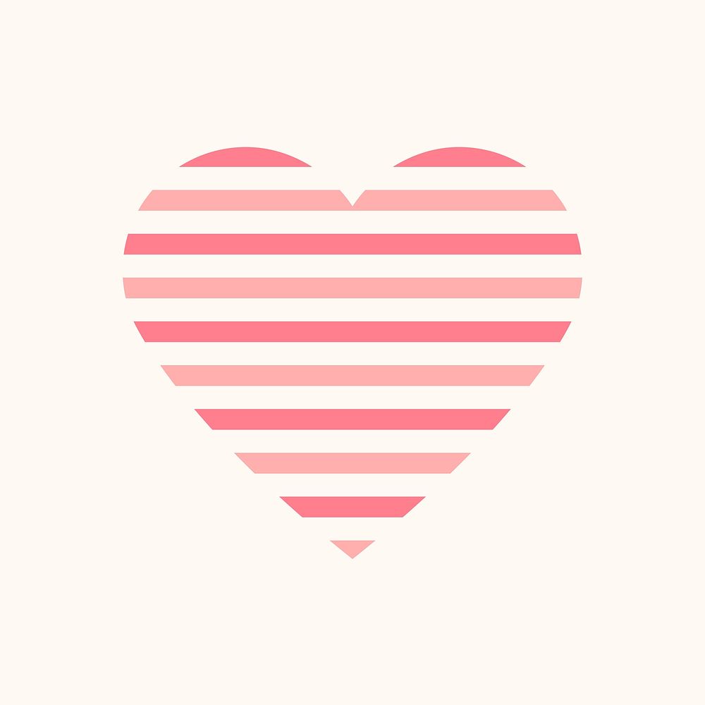 PInk pastel striped heart, simple design icon