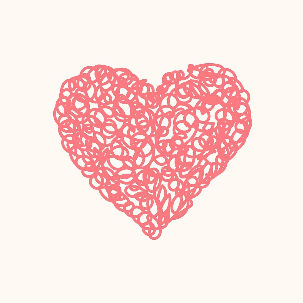 Doodle complicated heart, pink pastel design icon