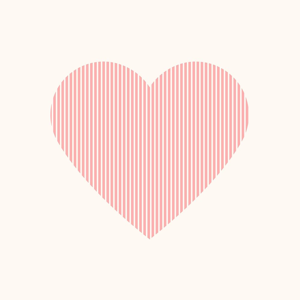 Pink heart icon, striped element graphic vector