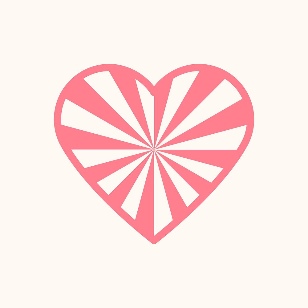 Cute hypnotic heart icon, pink pastel striped element graphic vector