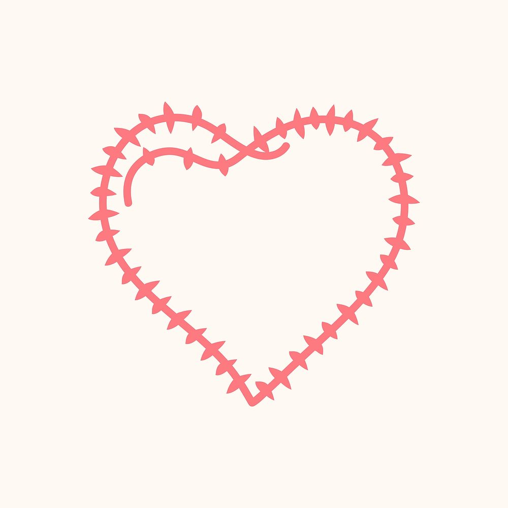 Doodle heart, pink cute design icon