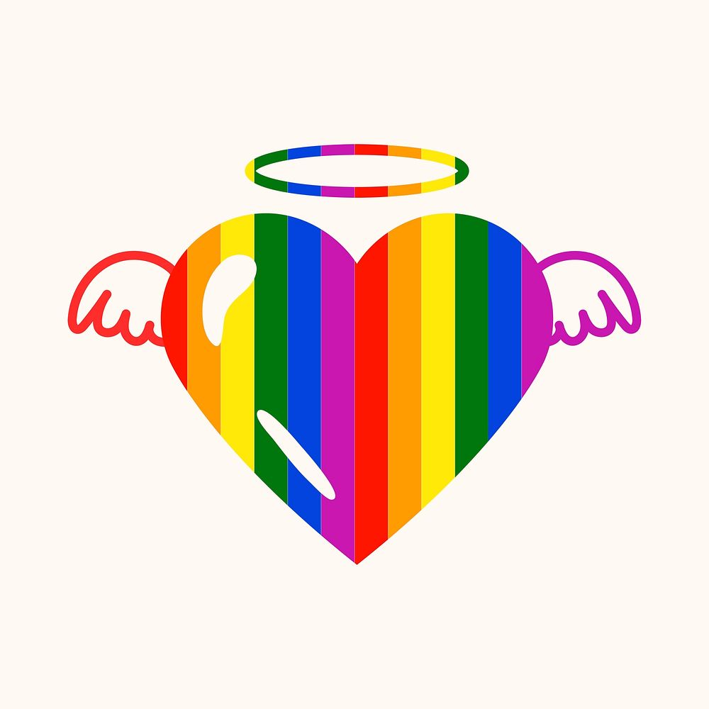 Colorful angel heart, LGBT pride month icon