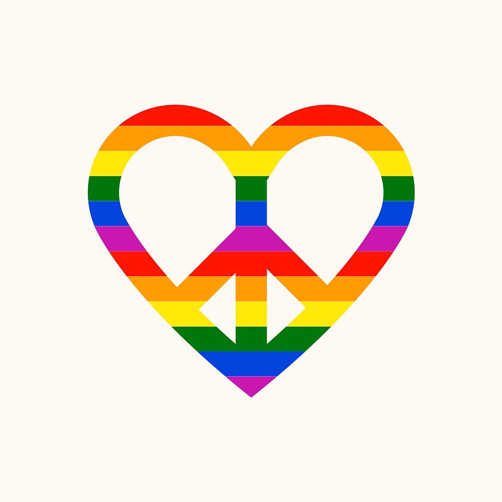 Pride peace heart, colorful freedom love icon