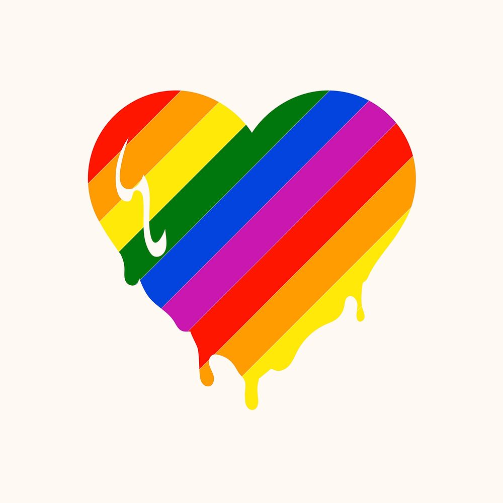 Rainbow melting heart, LGBT pride month icon