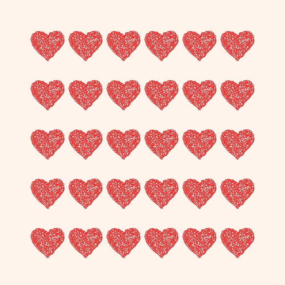 Red heart pattern illustrator brush vector add-on set