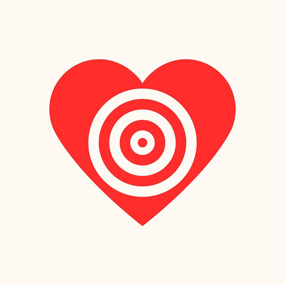 Heart icon, red simple design vector