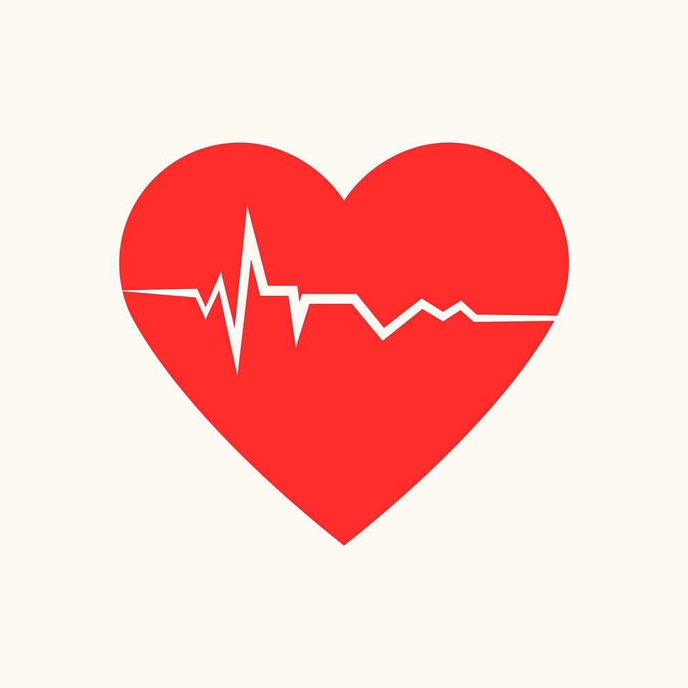Red heartbeat icon, health element graphic vector