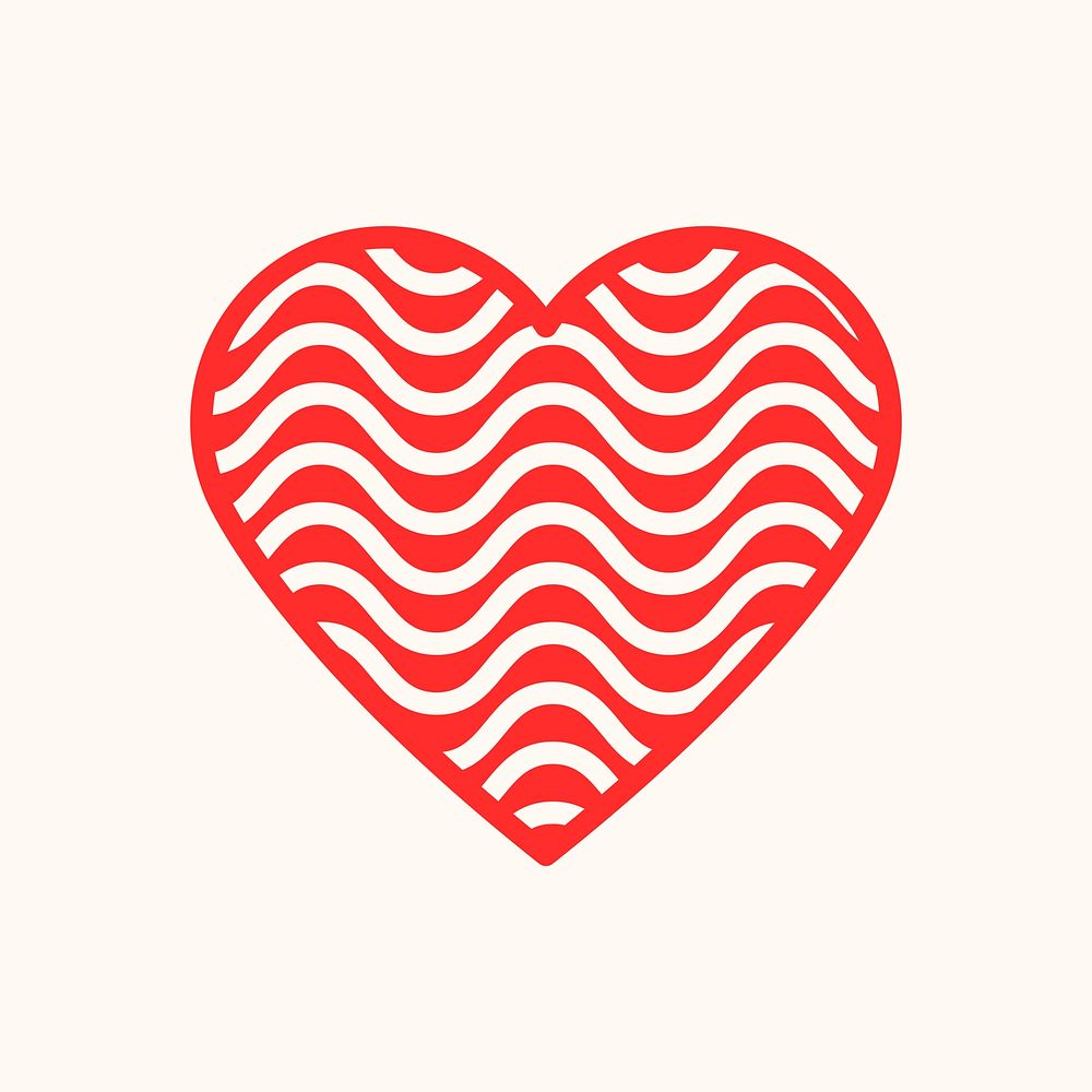 Red wavy icon, striped element graphic vector